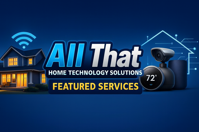 Professional IT providing on-site home support and TV mounting services for clients, featuring 'Featured Services' branding