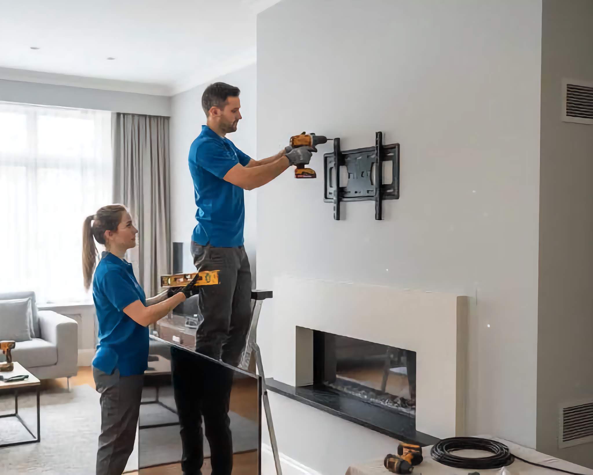 All That Technology promo with smart devices highlighting TV mounting, home networking, and automation.