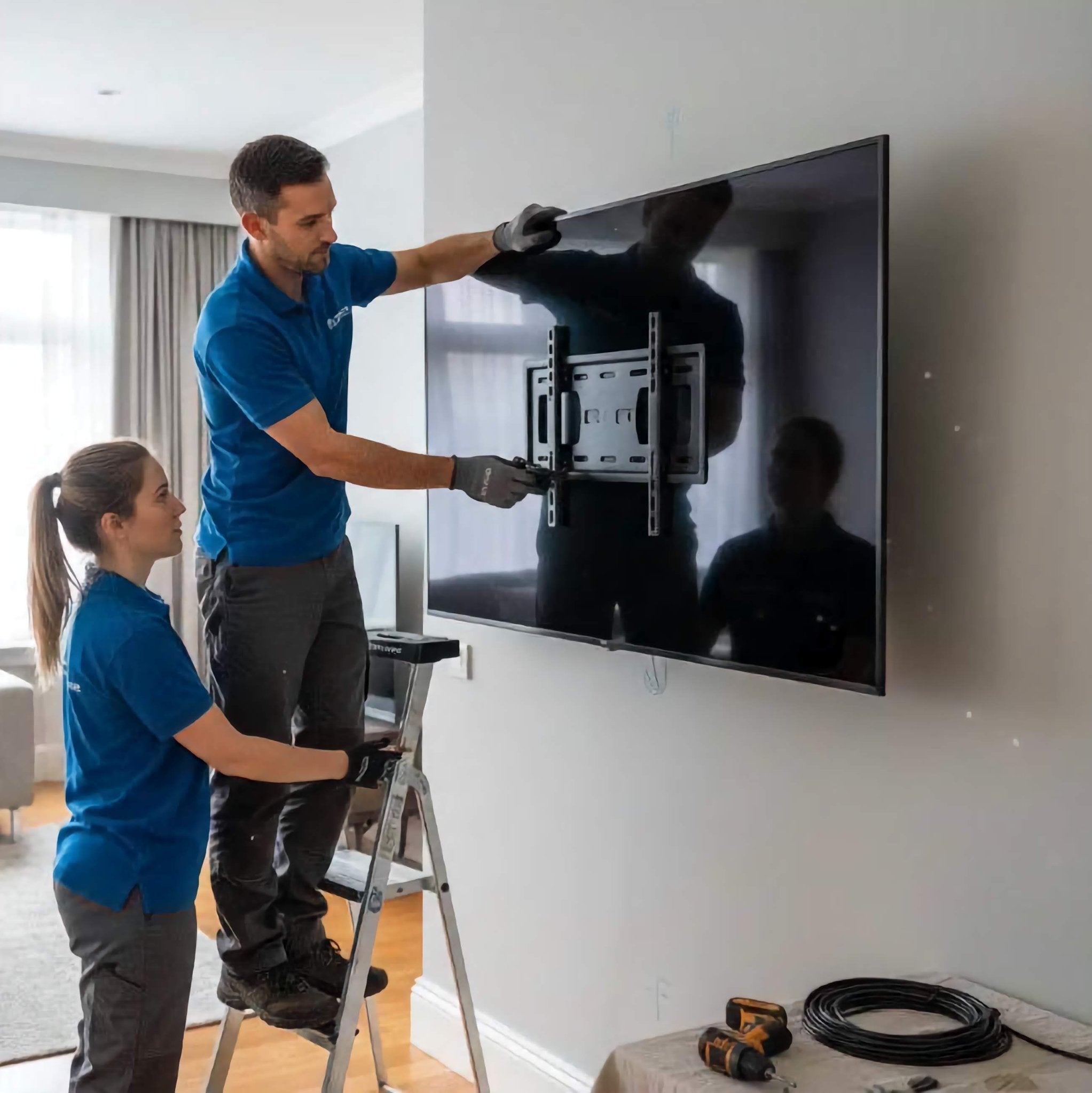 “Smart home banner showing TV mounting, WiFi upgrades, and automation services from All That Technology.